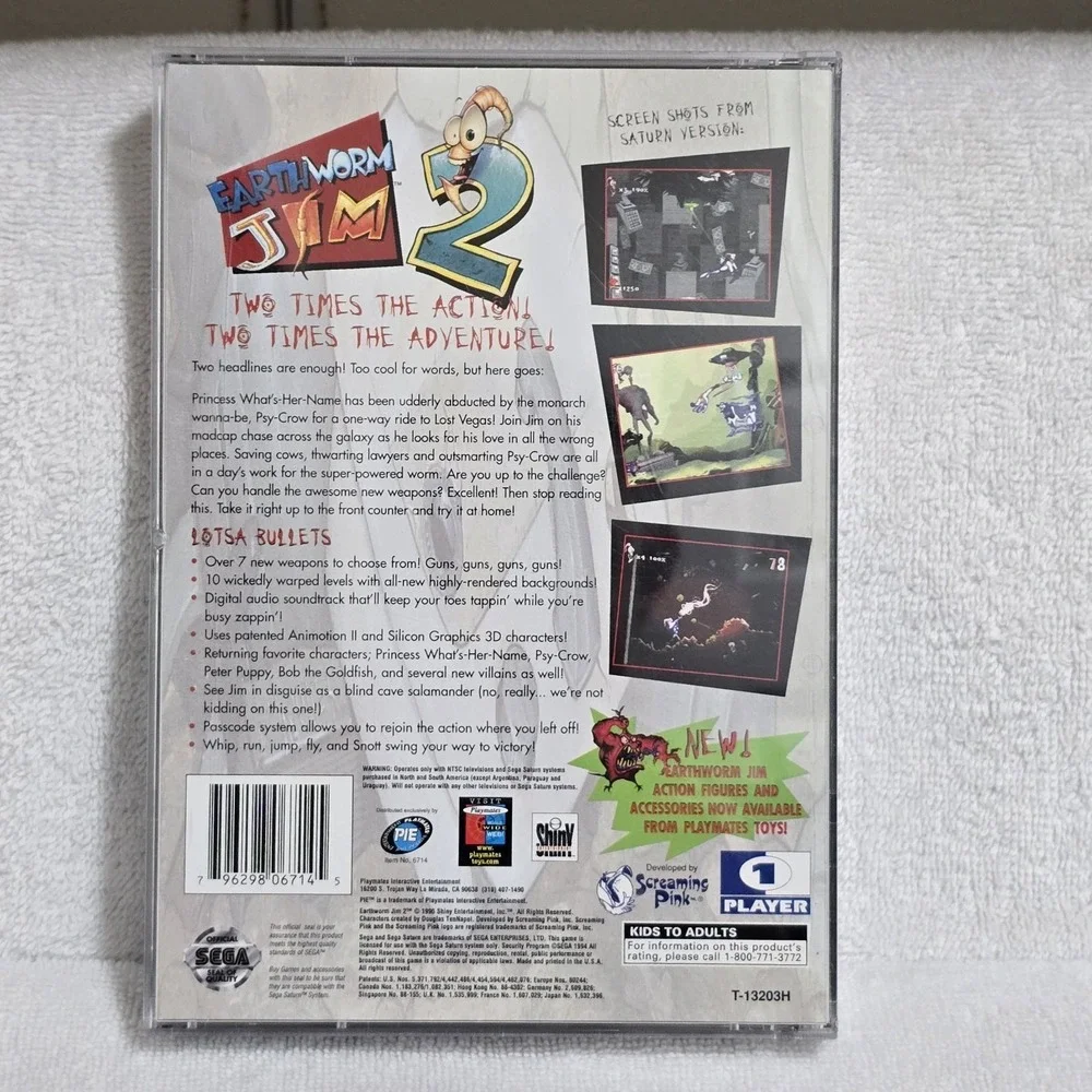 Earthworm Jim 2 (Sega Saturn, 1996) Authentic Complete Manual + Reg Card Nice